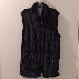 Black Faux Fur Zippered Vest